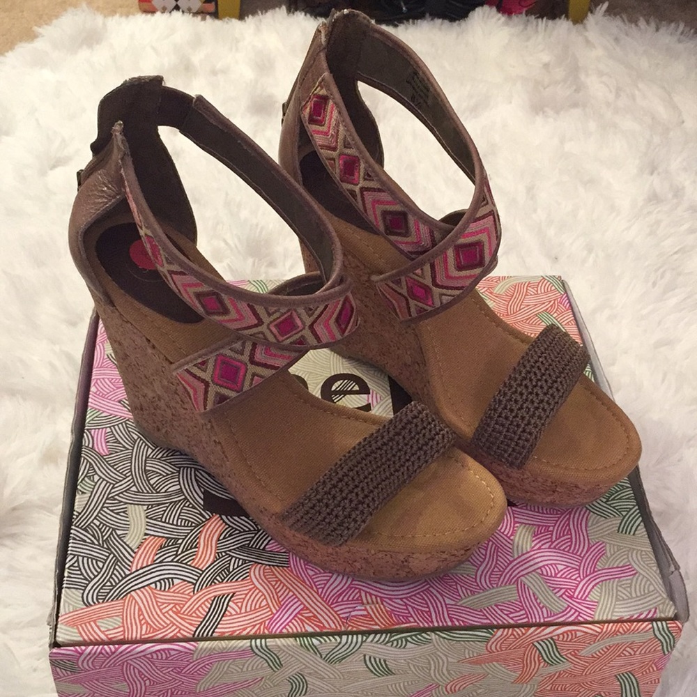 The Sak Pink And Brown Wedge Sandals